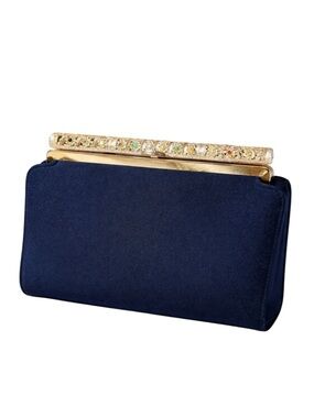 Vintage 1950s Ornate Evening Clutch Gold Filigree Handbag Satin Interior MCM